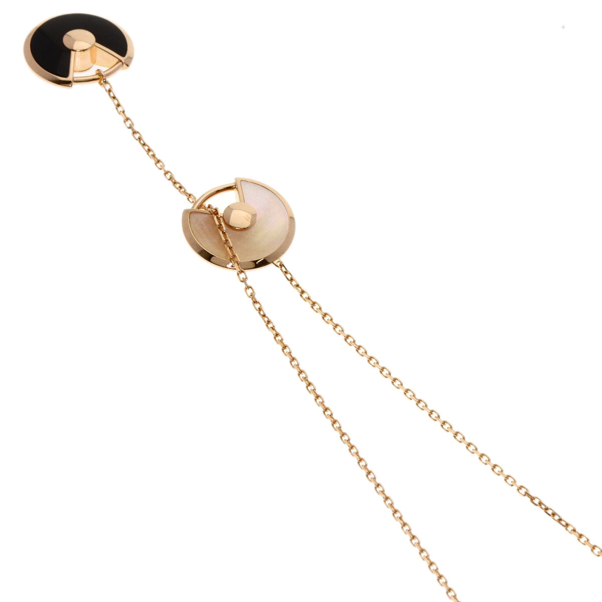 CARTIER Amulet Onyx White Shell Diamond Necklace K18 Pink Gold Ladies [Used]