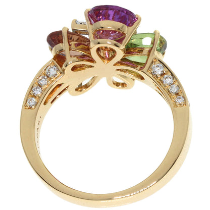 BVLGARI Flower Contrail Multicolor Sapphire Diamond Ring K18 Yellow Gold Ladies [Used]