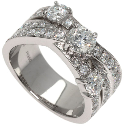 ハリーウィンストン スリーロウ ジオメトリック ダイヤモンド リング・指輪 プラチナPT950 レディース 【中古】【HARRY WINSTON】