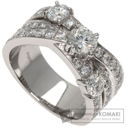 ハリーウィンストン スリーロウ ジオメトリック ダイヤモンド リング・指輪 プラチナPT950 レディース 【中古】【HARRY WINSTON】