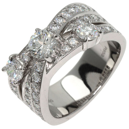 ハリーウィンストン スリーロウ ジオメトリック ダイヤモンド リング・指輪 プラチナPT950 レディース 【中古】【HARRY WINSTON】