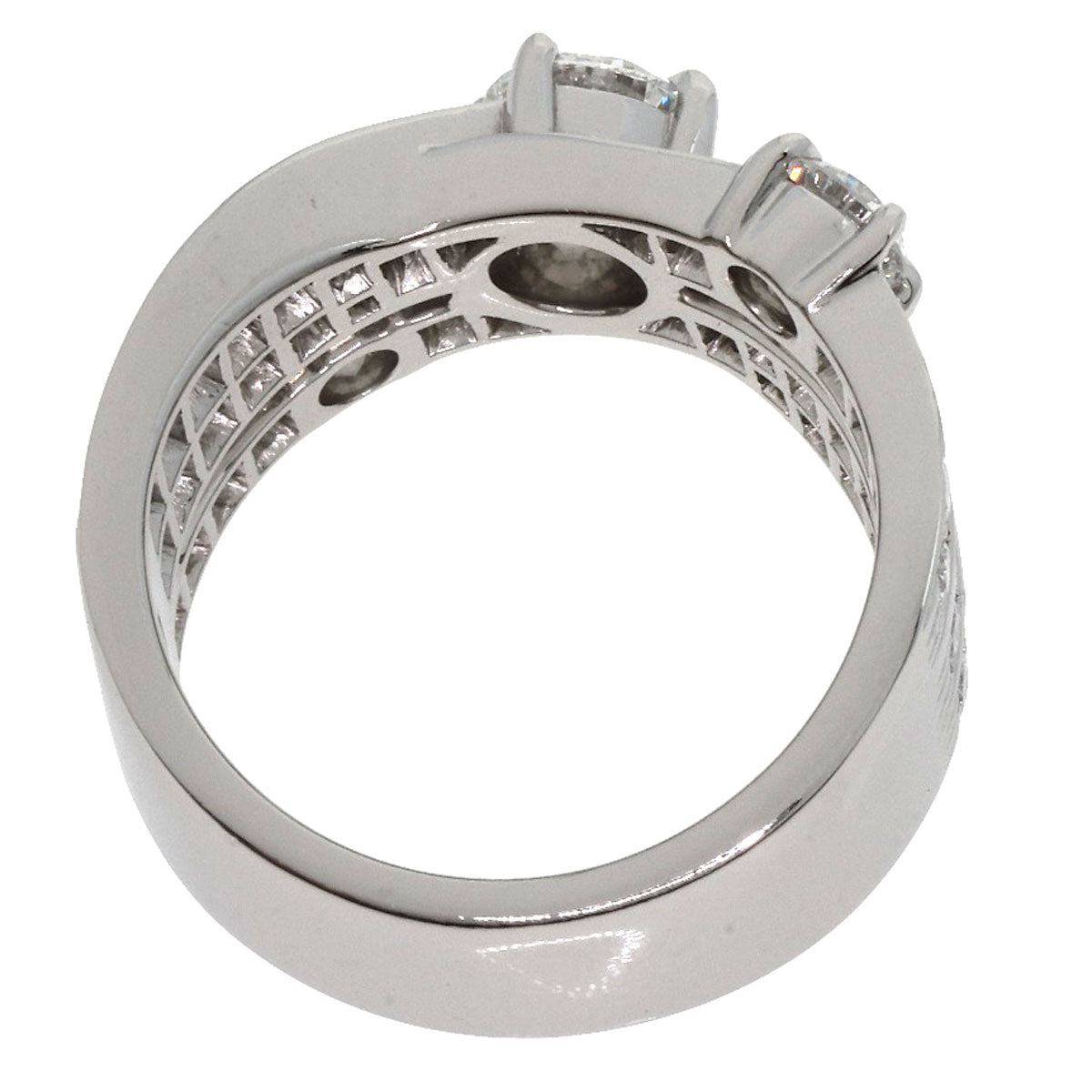 ハリーウィンストン スリーロウ ジオメトリック ダイヤモンド リング・指輪 プラチナPT950 レディース 【中古】【HARRY WINSTON】