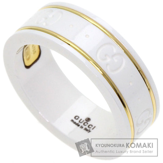 GUCCI GG Icon White Ceramic #15 Ring Ceramic 18K Yellow GoldLadies [Used]