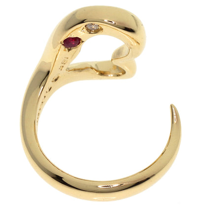 TIFFANY&Co. Open Heart Innerwear Ruby Diamond Ring K18 Yellow Gold Ladies [Used]