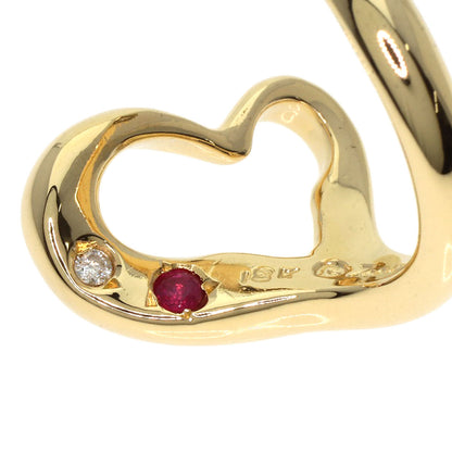 TIFFANY&Co. Open Heart Innerwear Ruby Diamond Ring K18 Yellow Gold Ladies [Used]
