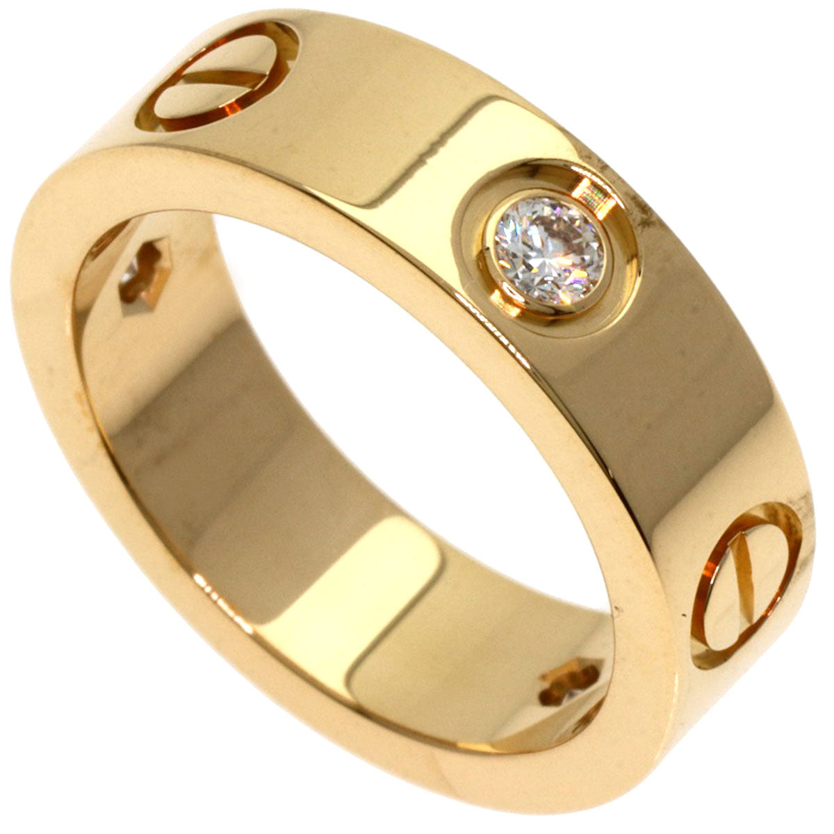 CARTIER love ring half diamond # 49 Ring K18 Yellow Gold Ladies [Used]
