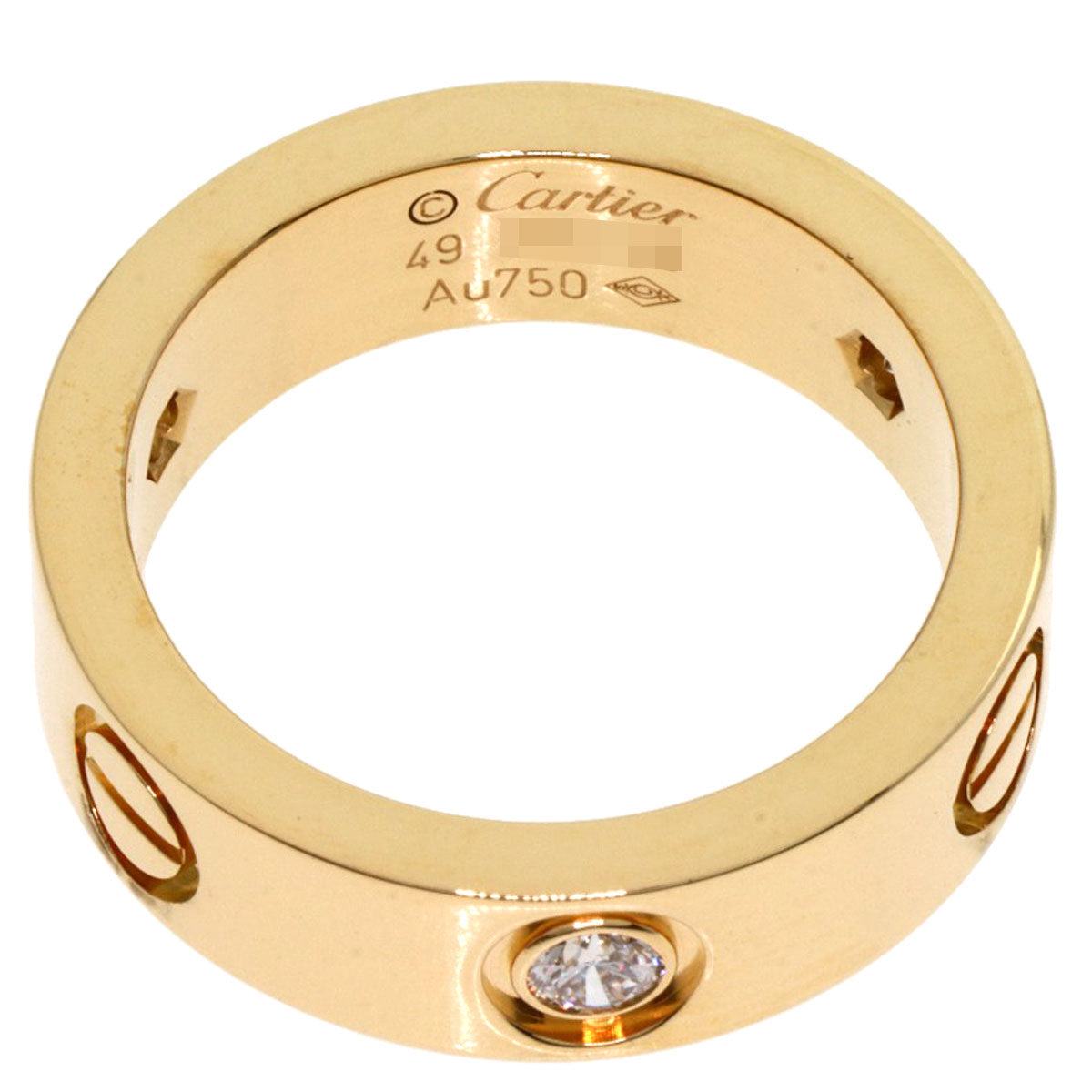 CARTIER love ring half diamond # 49 Ring K18 Yellow Gold Ladies [Used]