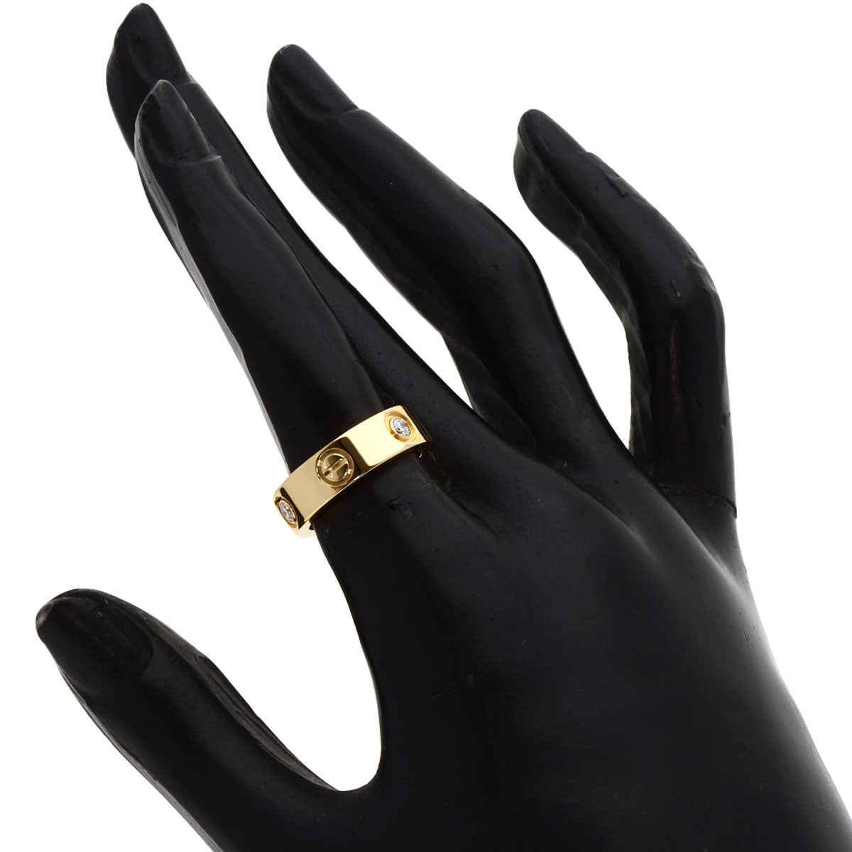 CARTIER love ring half diamond # 49 Ring K18 Yellow Gold Ladies [Used]