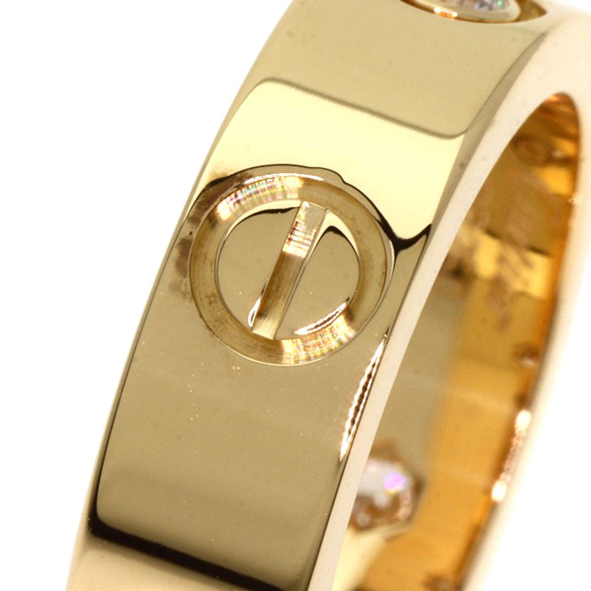 CARTIER love ring half diamond # 49 Ring K18 Yellow Gold Ladies [Used]