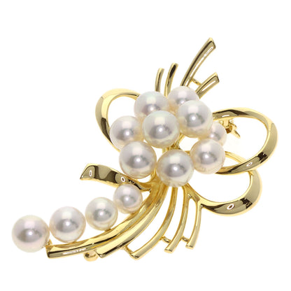 MIKIMOTO Pearl Pearl Ribbon Brooch K18 Yellow Gold Ladies [Used]