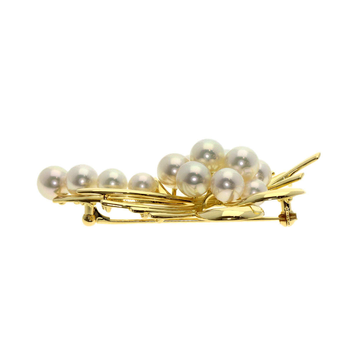 MIKIMOTO Pearl Pearl Ribbon Brooch K18 Yellow Gold Ladies [Used]