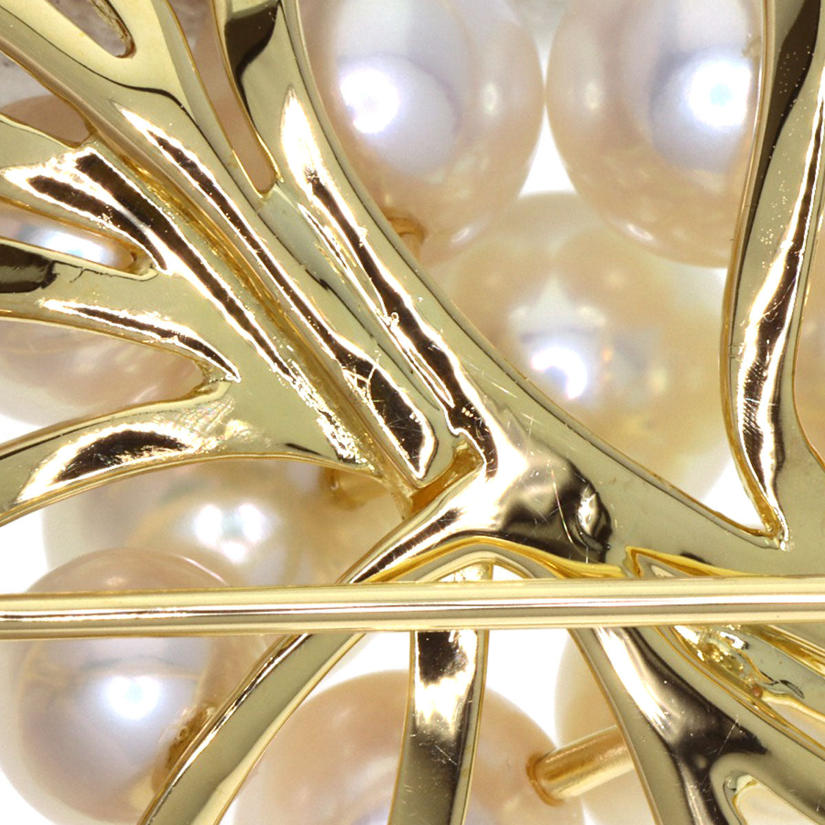 MIKIMOTO Pearl Pearl Ribbon Brooch K18 Yellow Gold Ladies [Used]