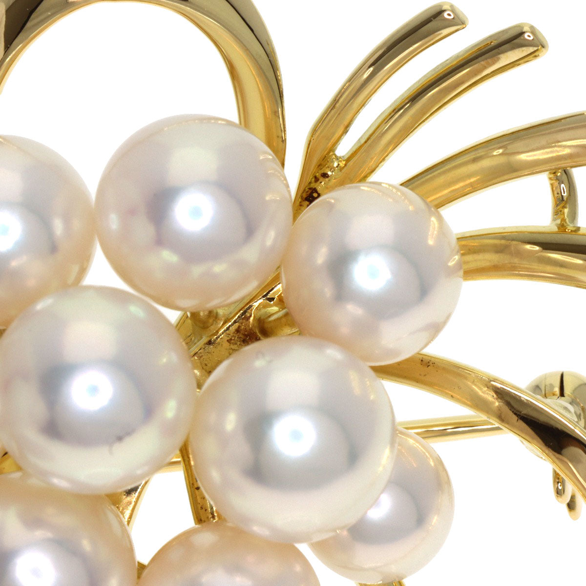 MIKIMOTO Pearl Pearl Ribbon Brooch K18 Yellow Gold Ladies [Used]