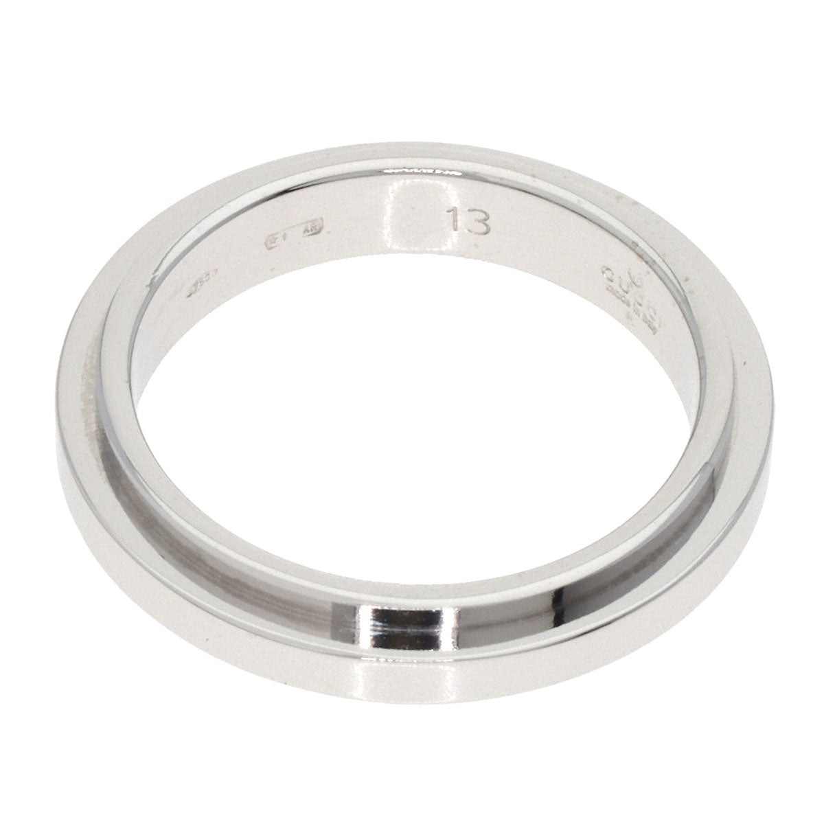 GUCCI Straight Rough #13 Ring K18 White Gold Ladies [Used]