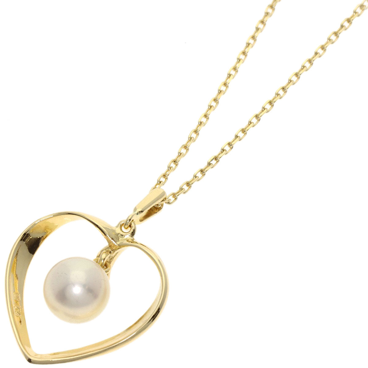 MIKIMOTO Heart Pearl Pearl Necklace K14 Yellow Gold Ladies [Used]