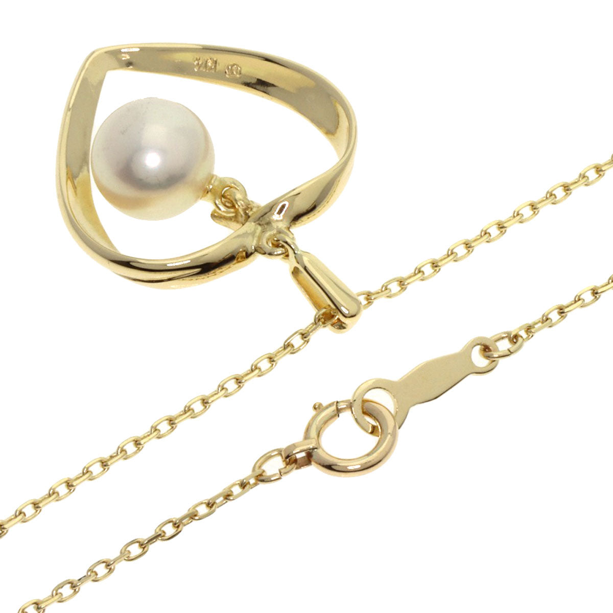 MIKIMOTO Heart Pearl Pearl Necklace K14 Yellow Gold Ladies [Used]