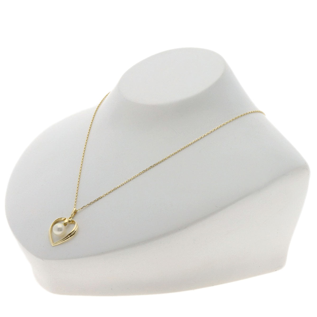 MIKIMOTO Heart Pearl Pearl Necklace K14 Yellow Gold Ladies [Used]