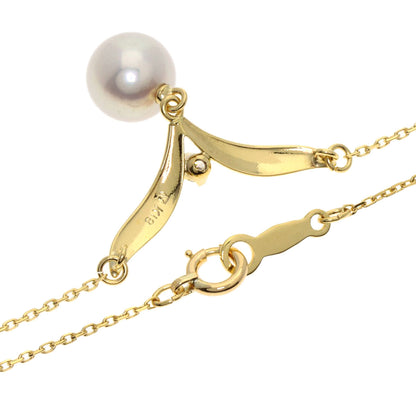 MIKIMOTO Pearl Pearl 1P Diamond Necklace K18 Yellow Gold Ladies [Used]