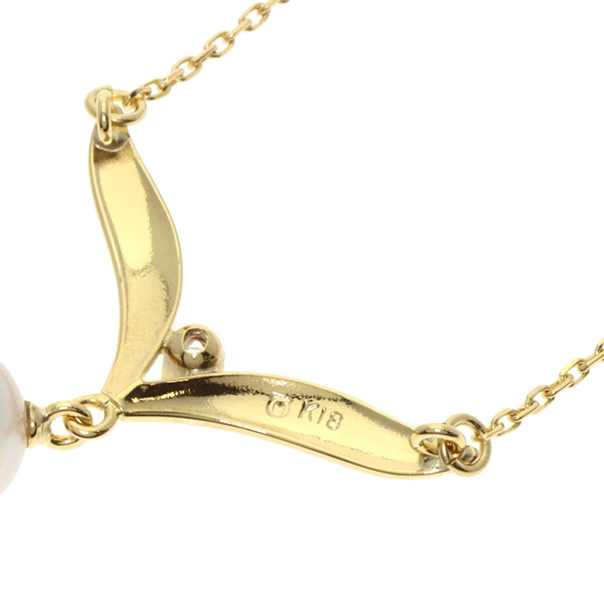 MIKIMOTO Pearl Pearl 1P Diamond Necklace K18 Yellow Gold Ladies [Used]