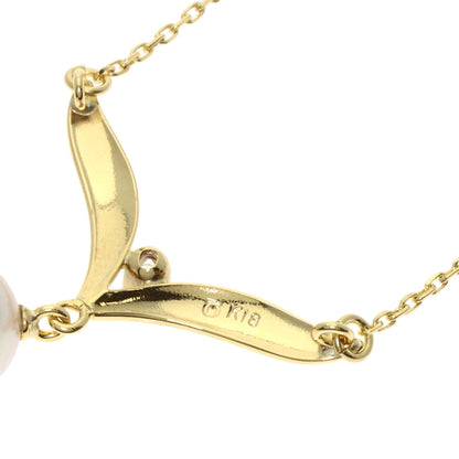 MIKIMOTO Pearl Pearl 1P Diamond Necklace K18 Yellow Gold Ladies [Used]