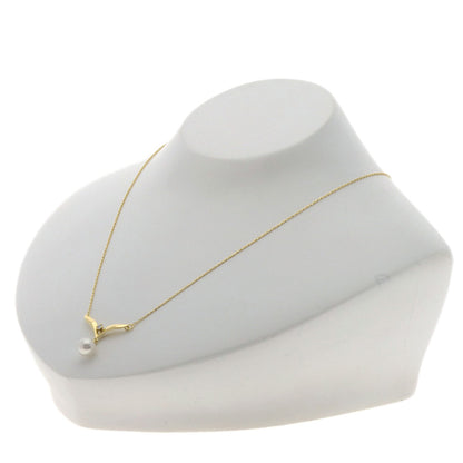 MIKIMOTO Pearl Pearl 1P Diamond Necklace K18 Yellow Gold Ladies [Used]