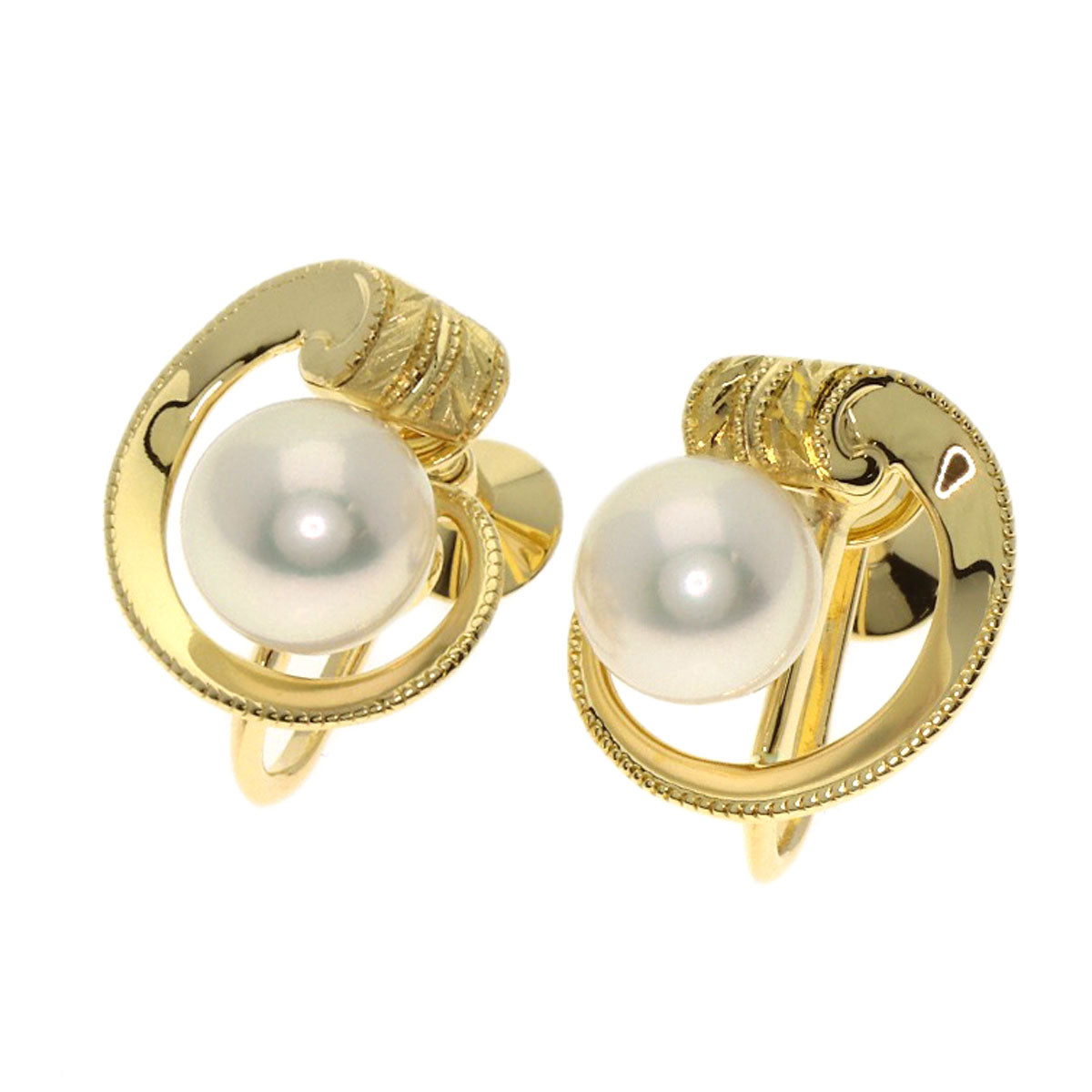 MIKIMOTO Pearl Pearl Earring K18 Yellow Gold Ladies [Used]