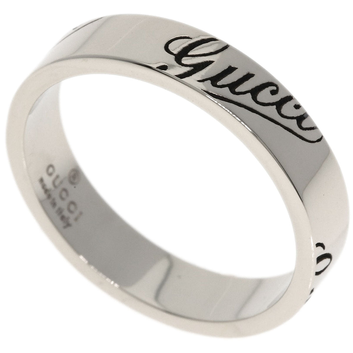 GUCCI Icon Print #11 Ring K18 White Gold Ladies [Used]