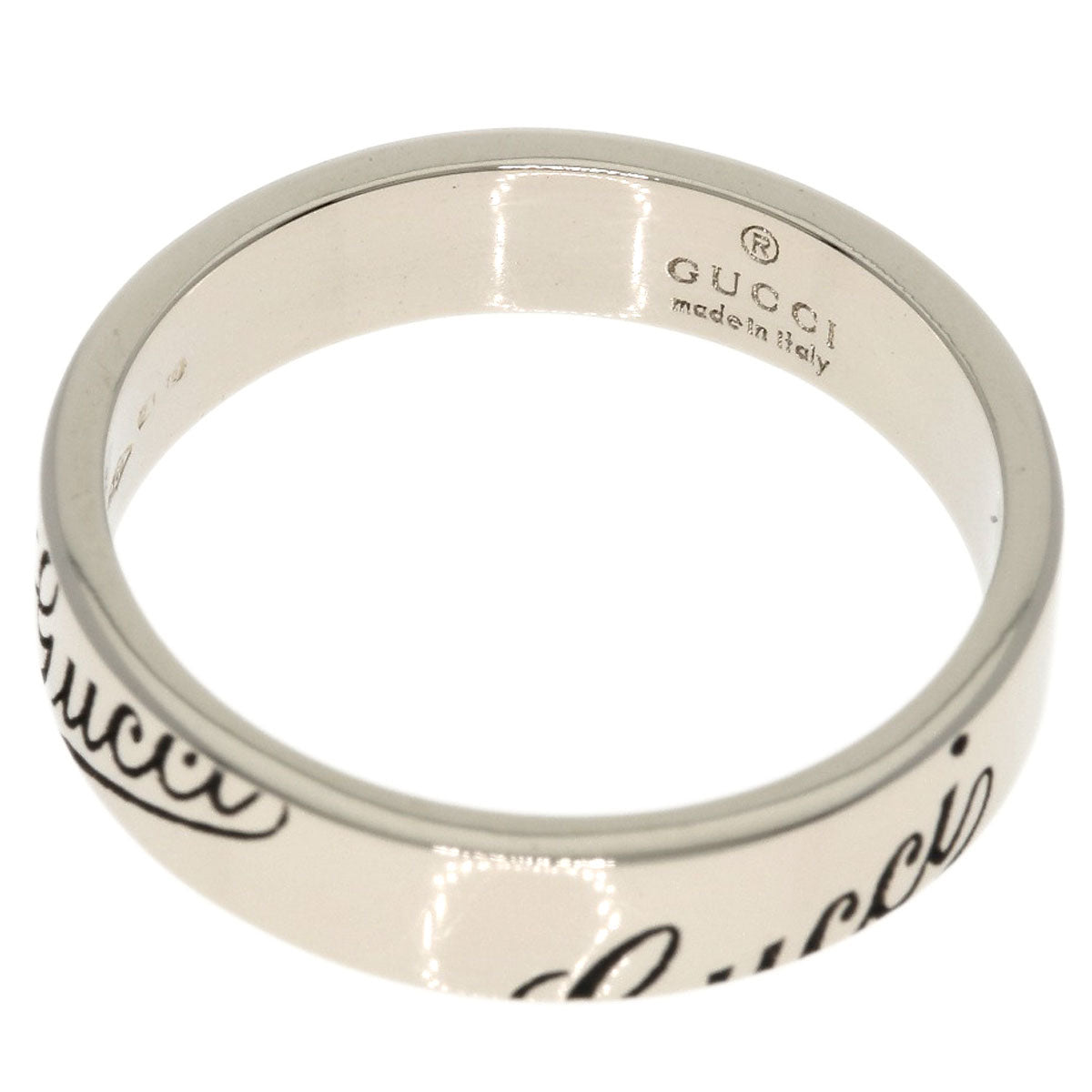 GUCCI Icon Print #11 Ring K18 White Gold Ladies [Used]