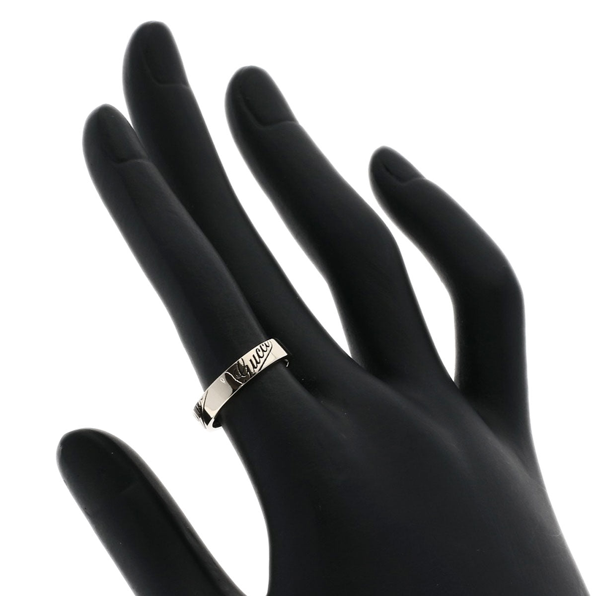 GUCCI Icon Print #11 Ring K18 White Gold Ladies [Used]