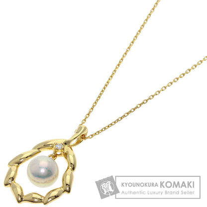 MIKIMOTO Pearl Pearl 1P Diamond Necklace K18 Yellow Gold Ladies [Used]