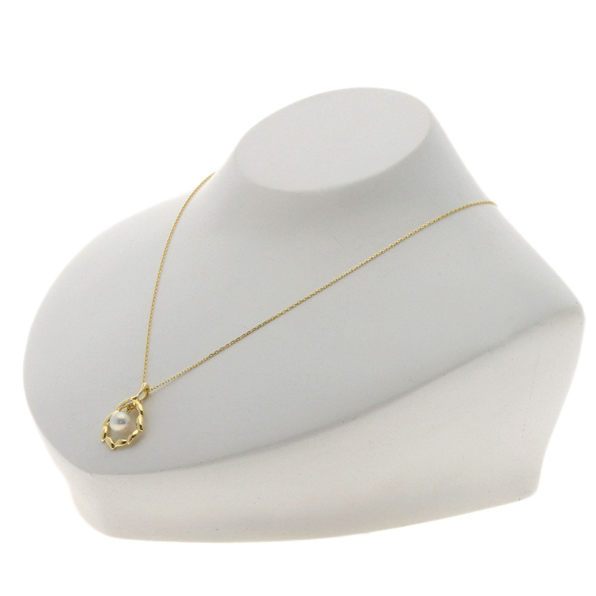 MIKIMOTO Pearl Pearl 1P Diamond Necklace K18 Yellow Gold Ladies [Used]