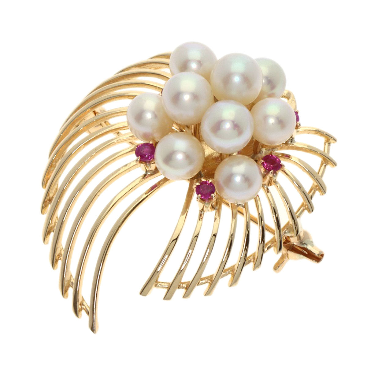 TASAKI Pearl Pearl Ruby Brooch K14 Pink Gold Ladies [Used]