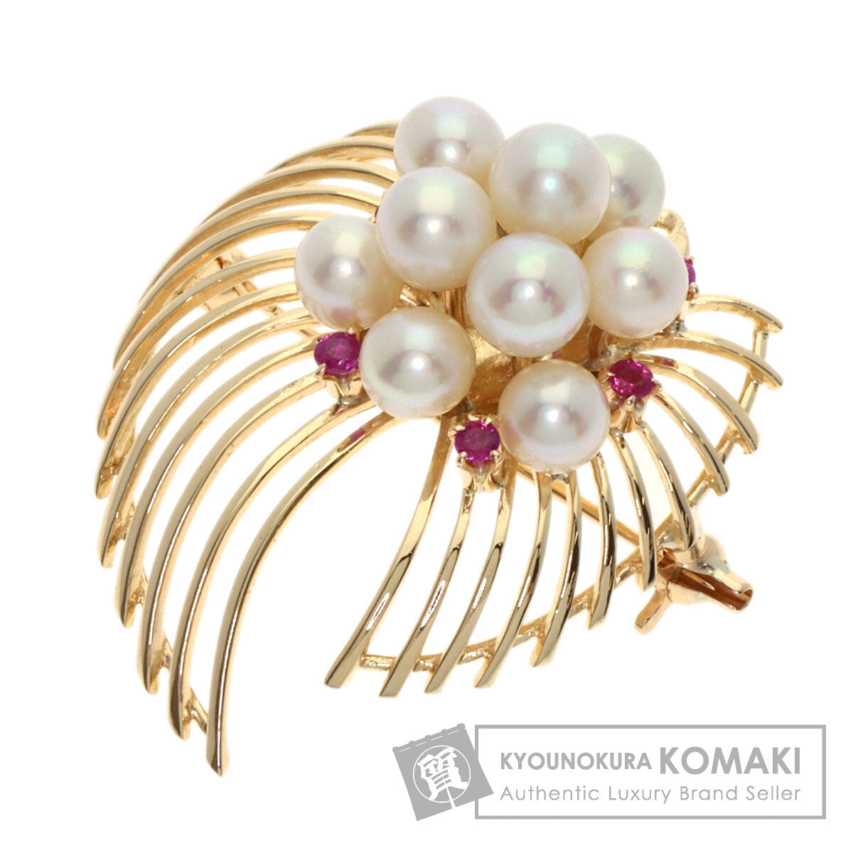 TASAKI Pearl Pearl Ruby Brooch K14 Pink Gold Ladies [Used]