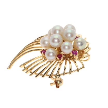 TASAKI Pearl Pearl Ruby Brooch K14 Pink Gold Ladies [Used]