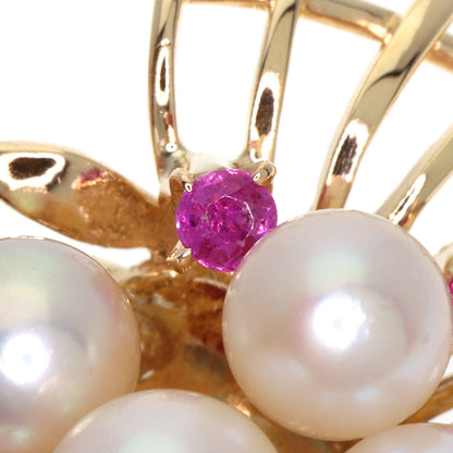 TASAKI Pearl Pearl Ruby Brooch K14 Pink Gold Ladies [Used]