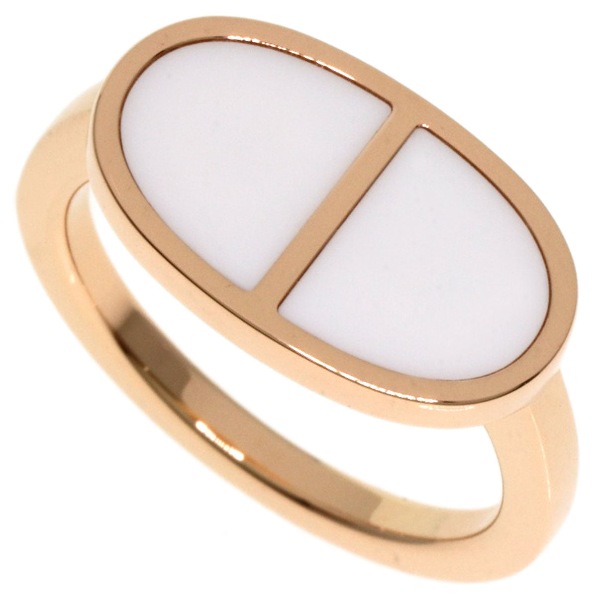 HERMES Verso #50 Ring K18 Pink Gold Ladies [Used]