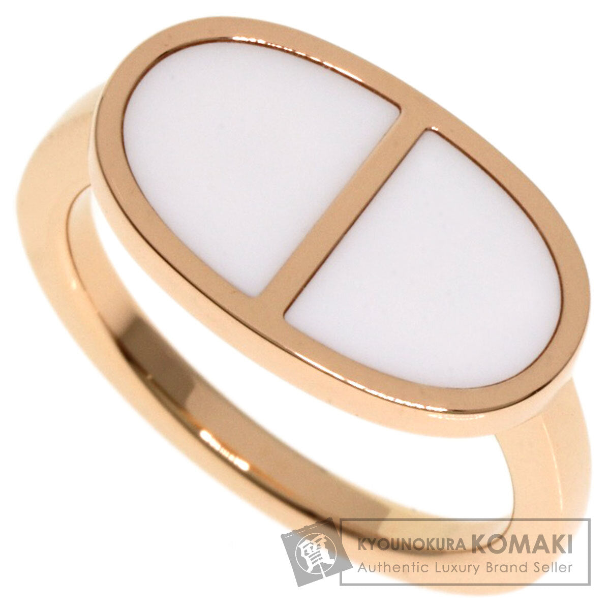 HERMES Verso #50 Ring K18 Pink Gold Ladies [Used]