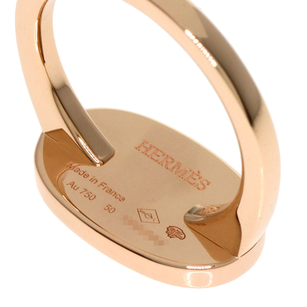 HERMES Verso #50 Ring K18 Pink Gold Ladies [Used]
