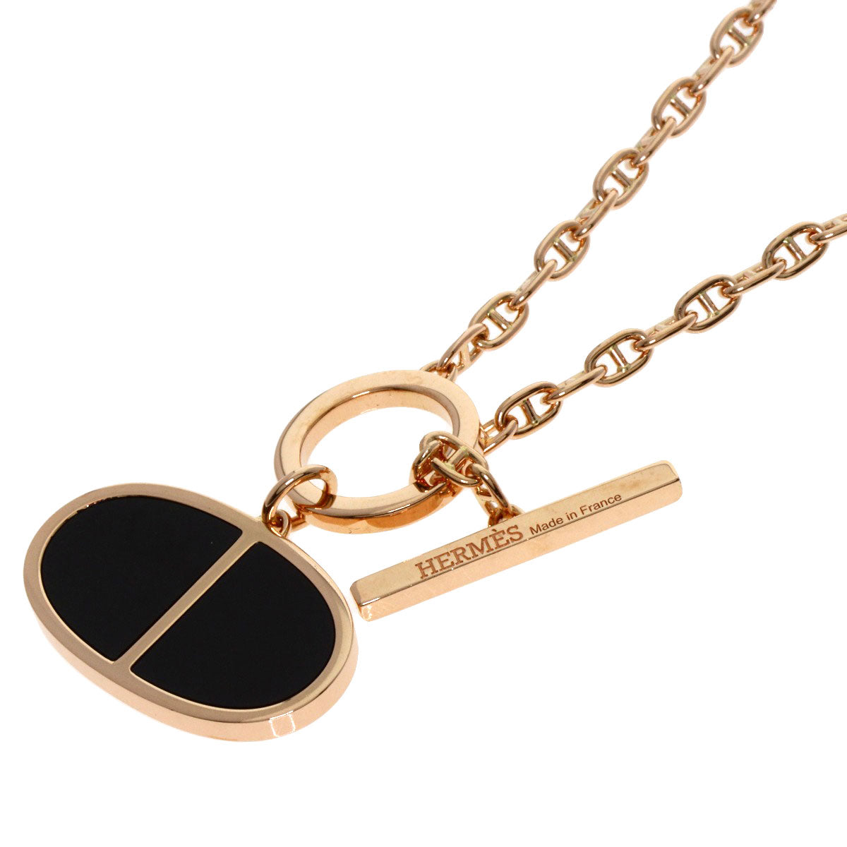 HERMES Shane Dunkle Verso Necklace K18 Pink Gold Ladies [Used]