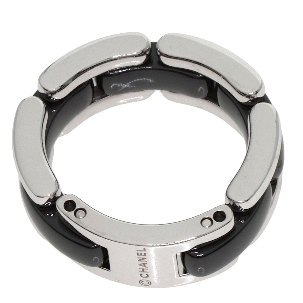 CHANEL Ultra Black ceramic #49 Ring K18 White Gold Ladies [Used]