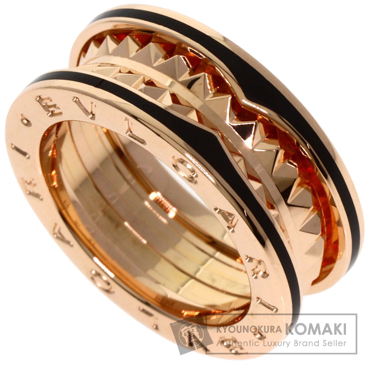 BVLGARI B.zero1 Lock Black Ceramic #51 Ring K18 Pink Gold Ladies [Used]