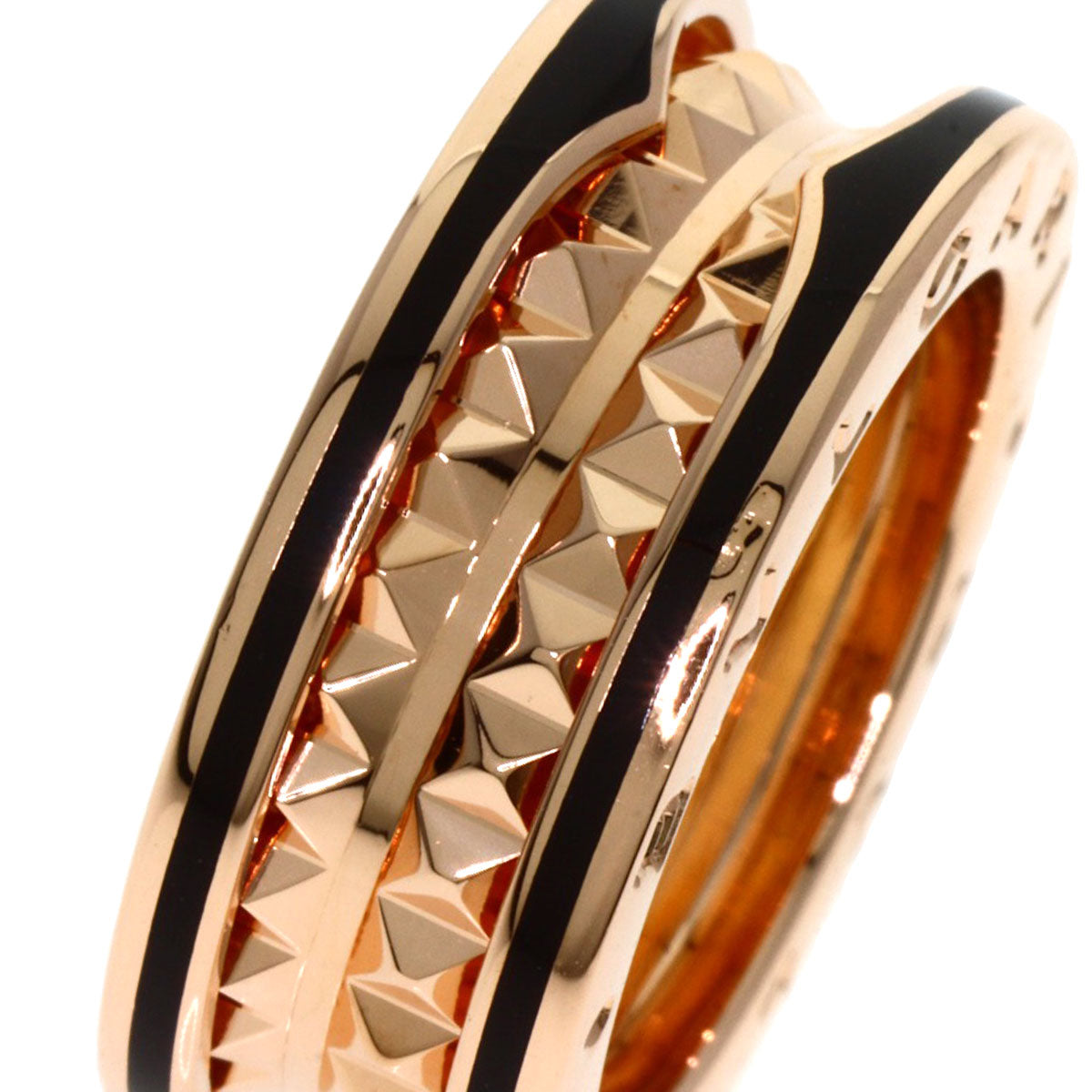 BVLGARI B.zero1 Lock Black Ceramic #51 Ring K18 Pink Gold Ladies [Used]