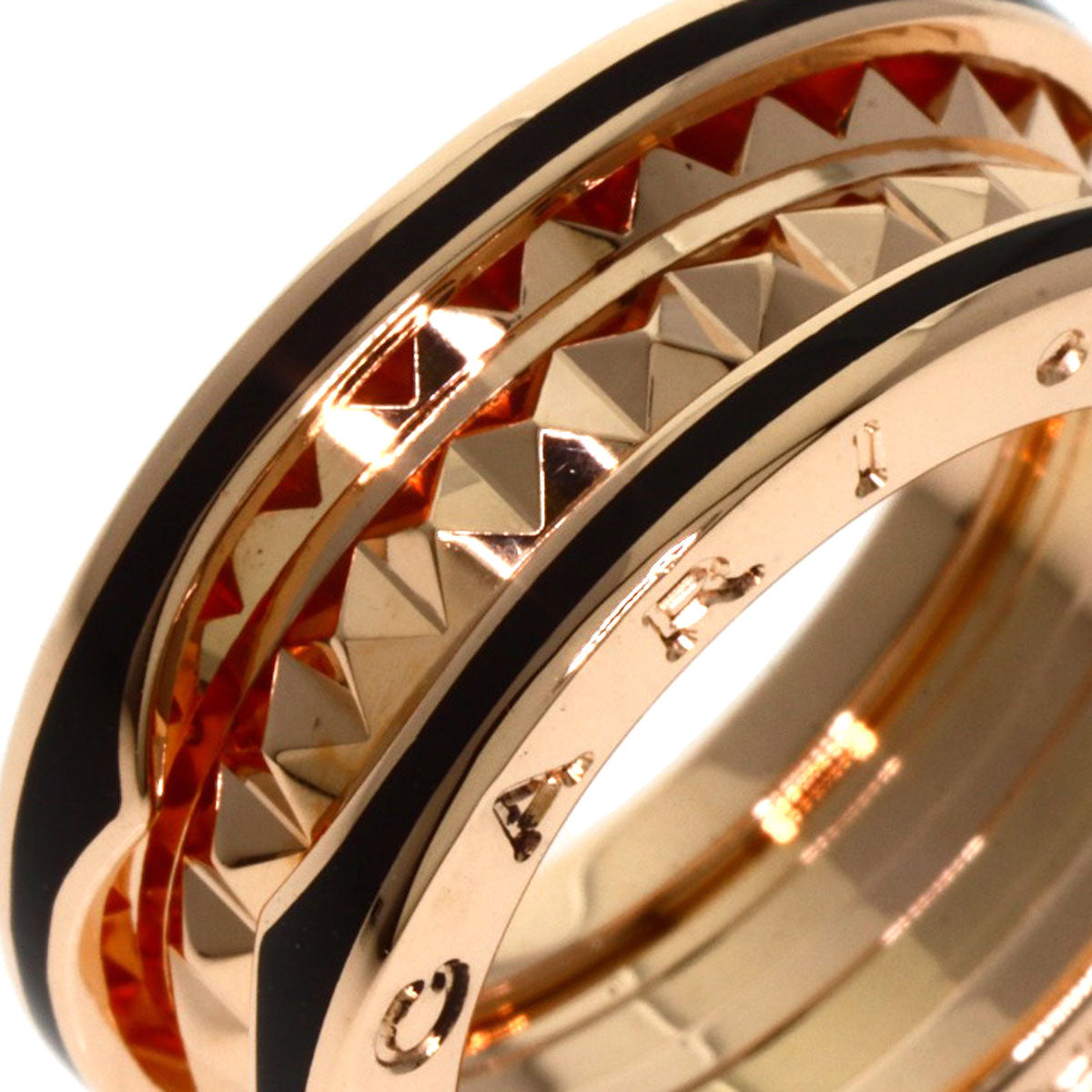 BVLGARI B.zero1 Lock Black Ceramic #51 Ring K18 Pink Gold Ladies [Used]