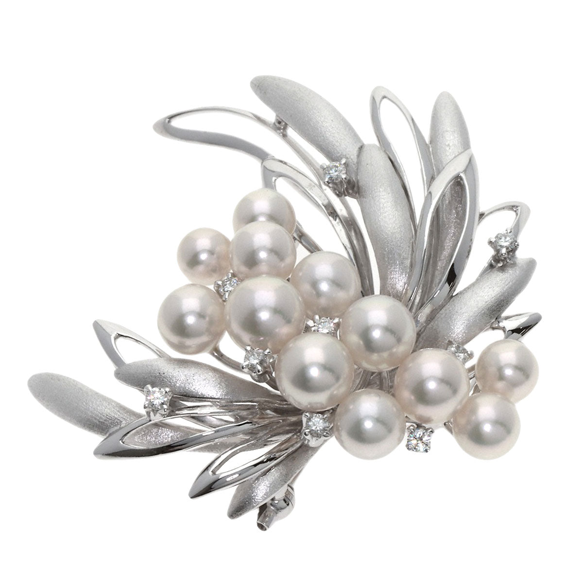 TASAKI Pearl Pearl Diamond Brooch K14 White Gold Ladies [Used]