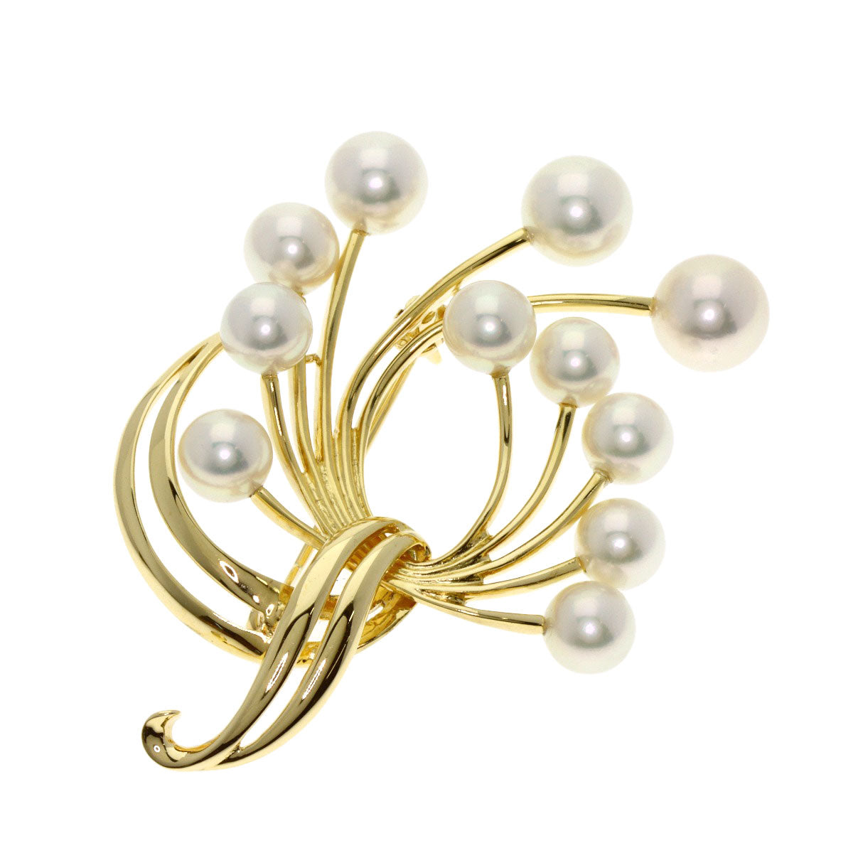 MIKIMOTO Pearl Pearl Brooch K18 Yellow Gold Ladies [Used]