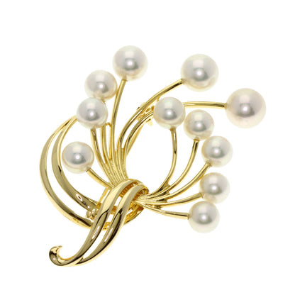 MIKIMOTO Pearl Pearl Brooch K18 Yellow Gold Ladies [Used]