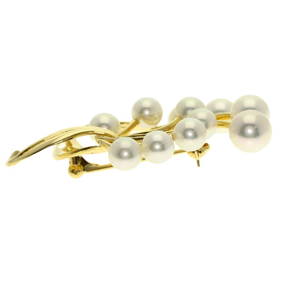 MIKIMOTO Pearl Pearl Brooch K18 Yellow Gold Ladies [Used]