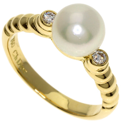 CHRISTIAN DIOR Pearl Pearl 2P Diamond Ring K18 Yellow Gold Ladies [Used]