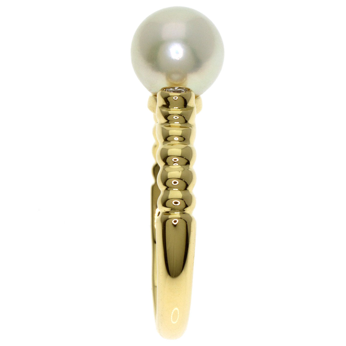 CHRISTIAN DIOR Pearl Pearl 2P Diamond Ring K18 Yellow Gold Ladies [Used]