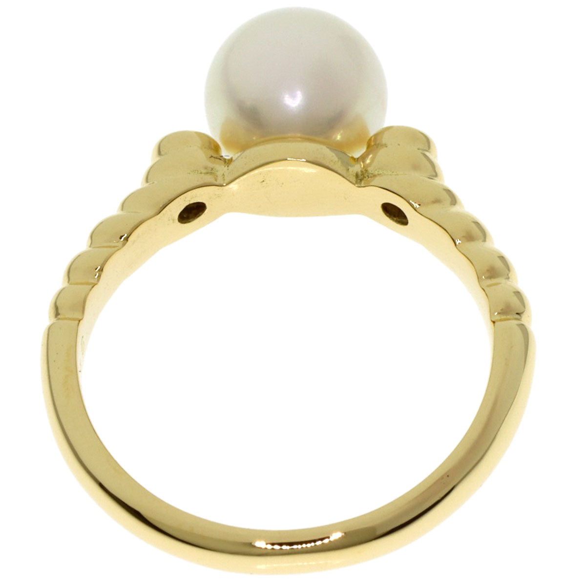CHRISTIAN DIOR Pearl Pearl 2P Diamond Ring K18 Yellow Gold Ladies [Used]